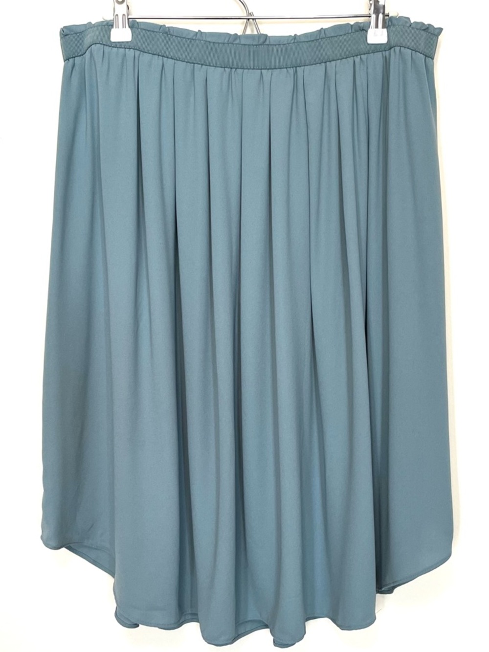 LOFT • XL • Midi Seafoam Aqua Skirt Elastic Waistband